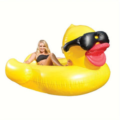 Large Yellow Duck Inflatable Water Toy with Beverage Holders