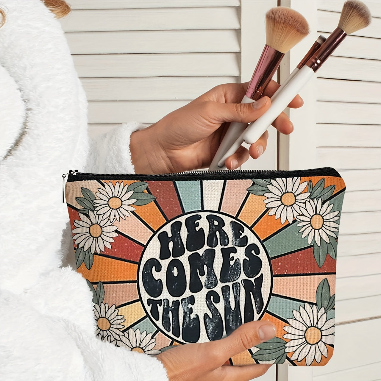 Sunshine Makeup Bag for Women, Inspirational Gift, Small Travel Wash Bag