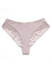 Floral Jacquard Lace Trim Panties Plus Size
