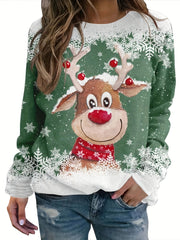 Women's Deer Graphic Christmas Sweatshirts Long Sleeve Pullover Tops