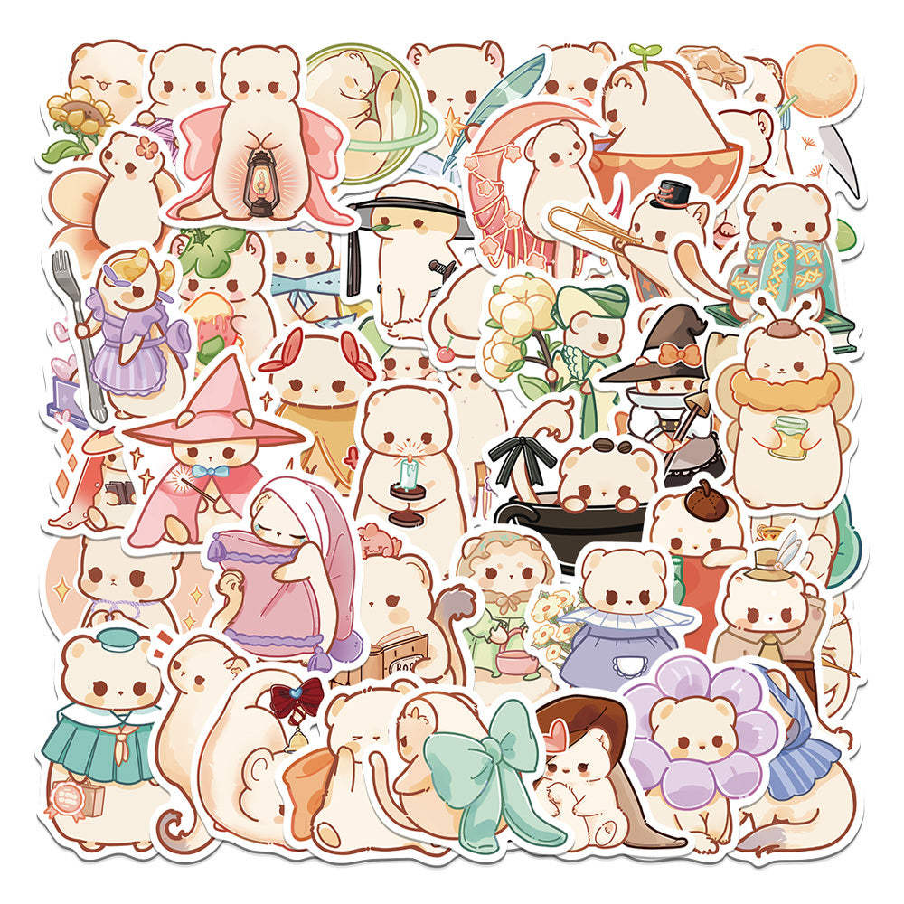 50 Sheets Cute Cartoon Squirrel Stickers Waterproof Non Slip for Notebooks Cups