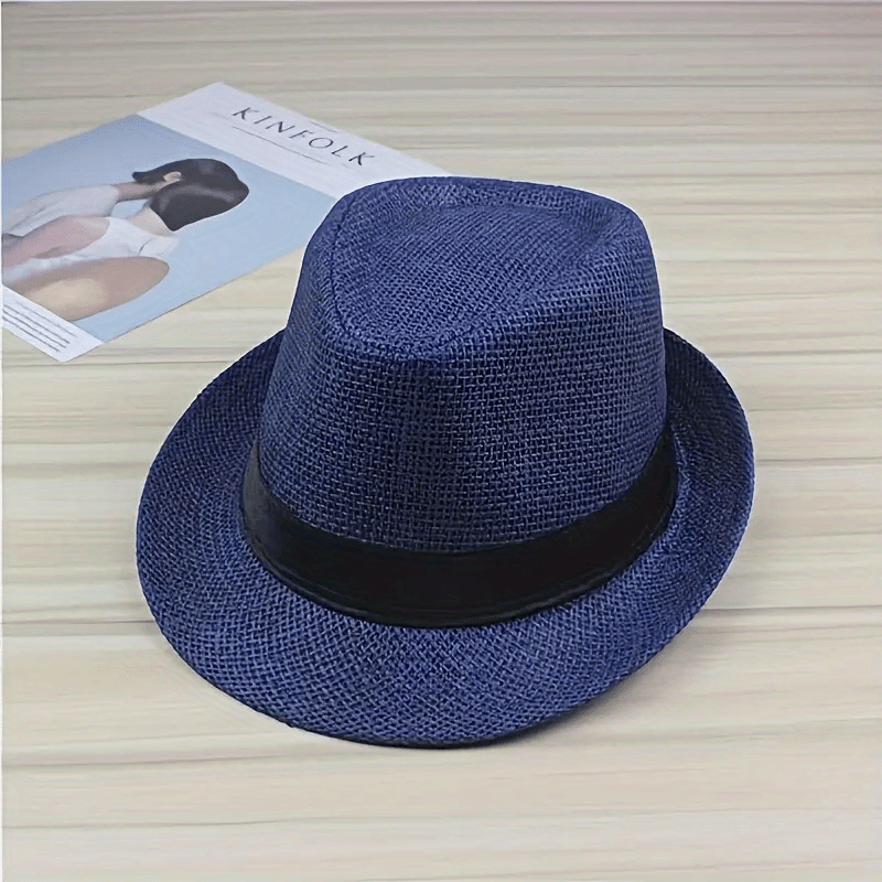 Classic Straw Jazz Hat for Men Women Summer Beach Outdoor