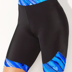 Colorblock Print High Rise Biker Shorts