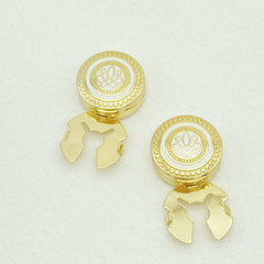 2pcs Golden Tone Round Hollow Button Covers with Intricate Patterns
