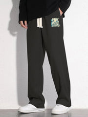 Men's Casual Loose Fit Drawstring Pants Stretch Waist