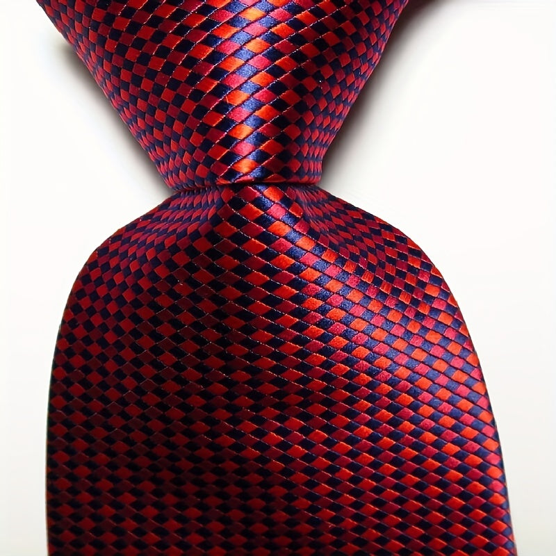Men's Plaid Style Tie 8 Set Jacquard Woven Necktie