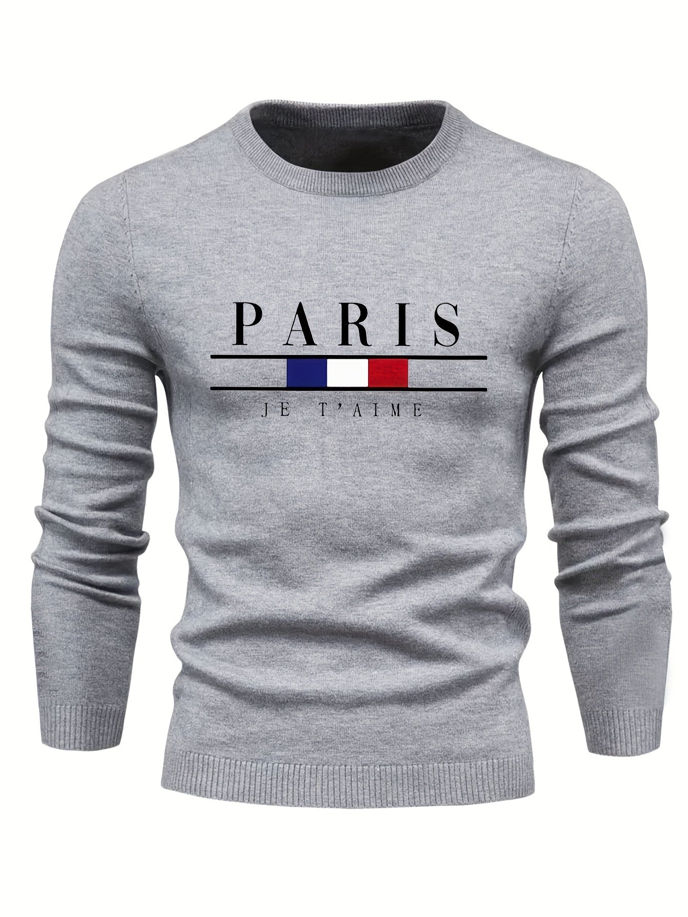 Men's Knitted Sweater Classic PARIS Pattern Crew Neck