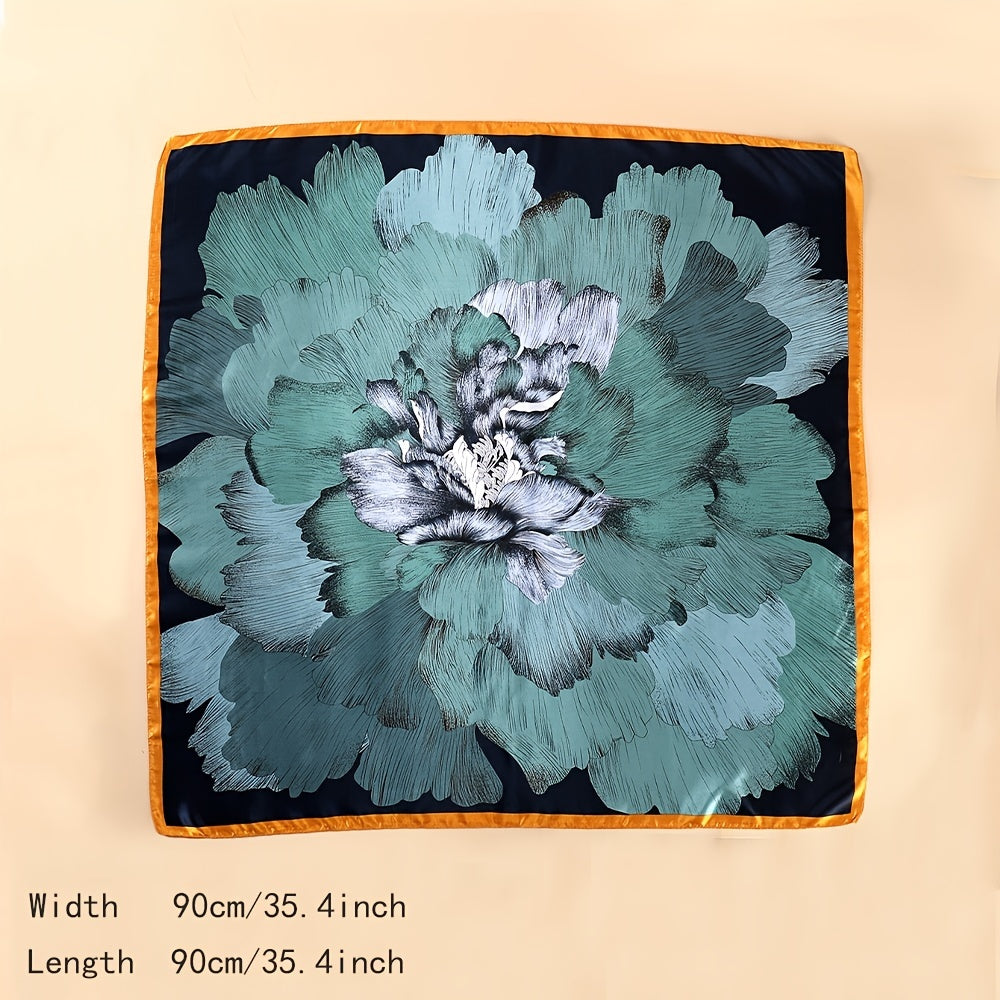 Flower Print Bandana Square Head Scarf Silk Floral Head Scarves Silk Hair Scarf