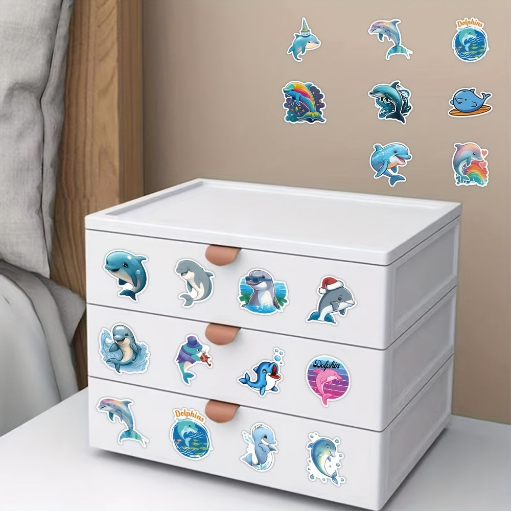 50pcs Ocean Dolphin Vinyl Stickers for Notebooks Water Bottles & More