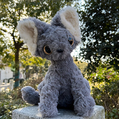 Gray Kitten Stuffed Animal Soft Fluffy Ears Cuddly House Cat Simulation