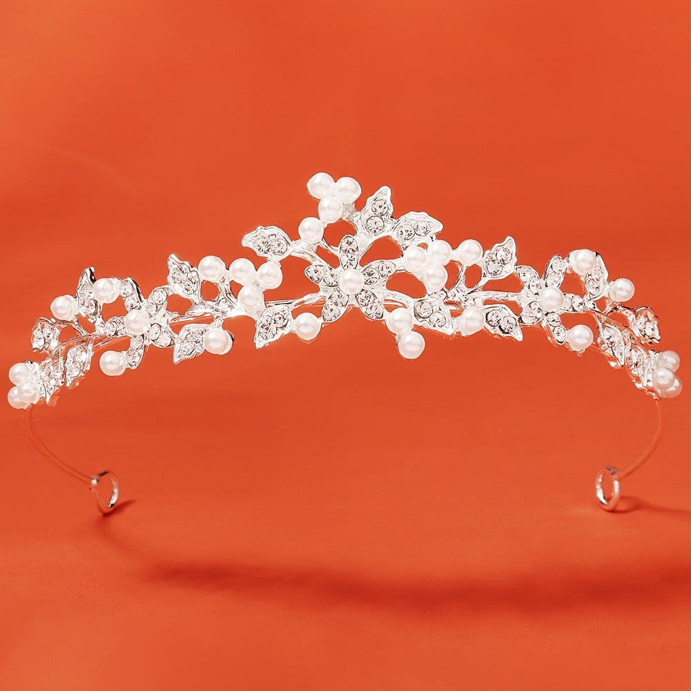 Faux Pearl Rhinestone Flower Crown Hairband Headband Party Favor Decorations