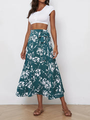 Floral Print Tie Waist Skirt for Spring & Summer