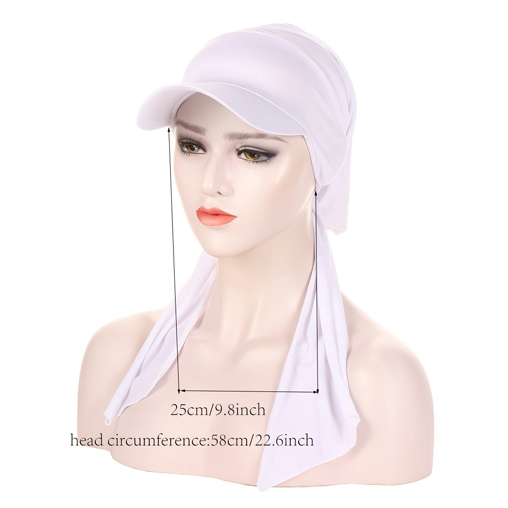 Solid Sun Hat Pleated Head Scarf Hat Casual Head Hat Cap Headwear