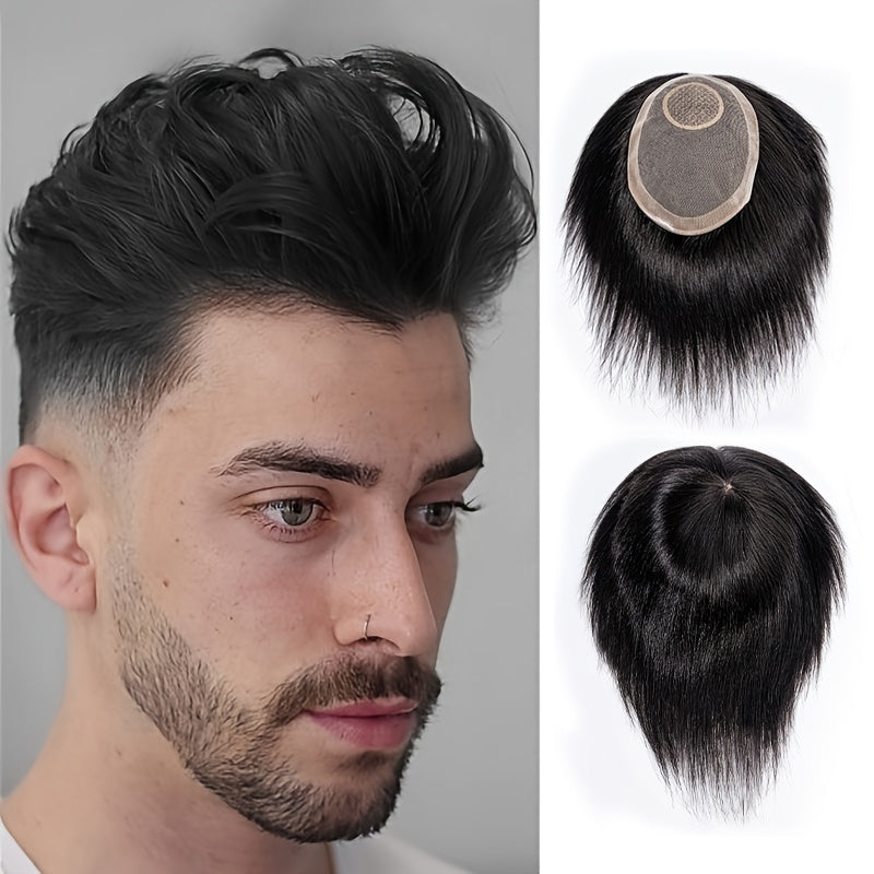 Men's Clip In Hairpiece 14x19 Straight Hair Topper with Bangs
