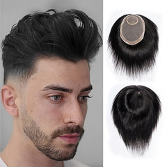 Men's Clip In Hairpiece 14x19 Straight Hair Topper with Bangs