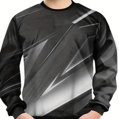 Gray Digital Pattern Sweatshirt For Kids Long Sleeve Top