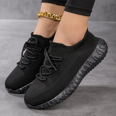 Mesh Breathable Running Shoes Elastic Lace Up Outdoor Sneakers