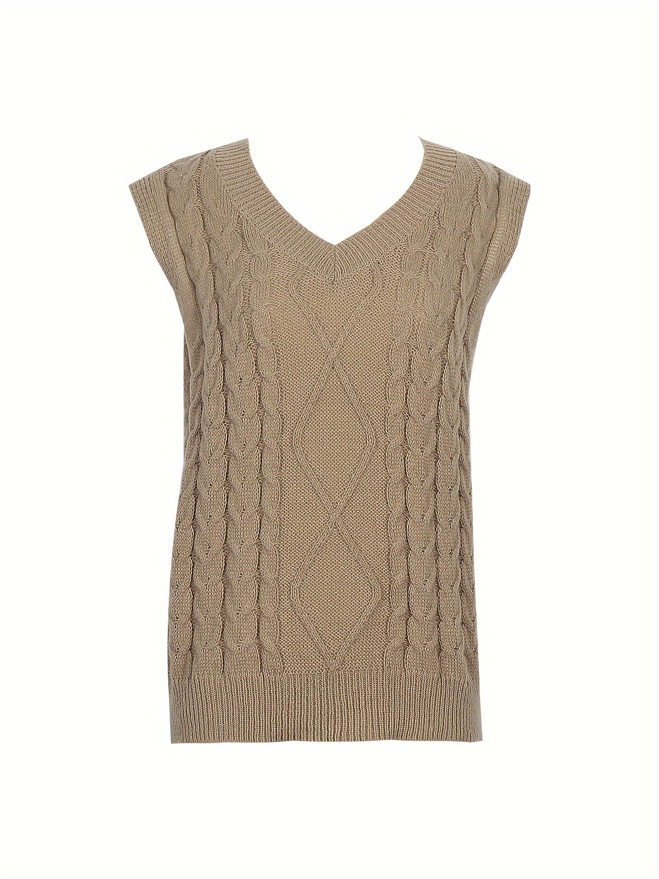 Preppy Sweater Vest Women's Plus Solid Argyle Knit V Neck Slight Stret