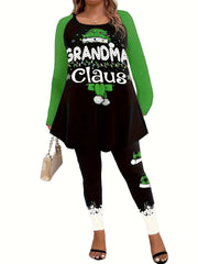 Christmas Casual Outfit Set Women's Plus Tee & Leggings Set