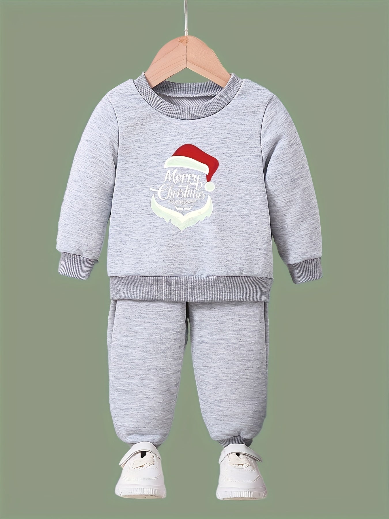 Girls 2pc Alphabet Crew Neck Sweatshirt & Solid Sweatpants Set
