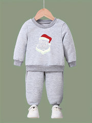 Girls 2pc Alphabet Crew Neck Sweatshirt & Solid Sweatpants Set