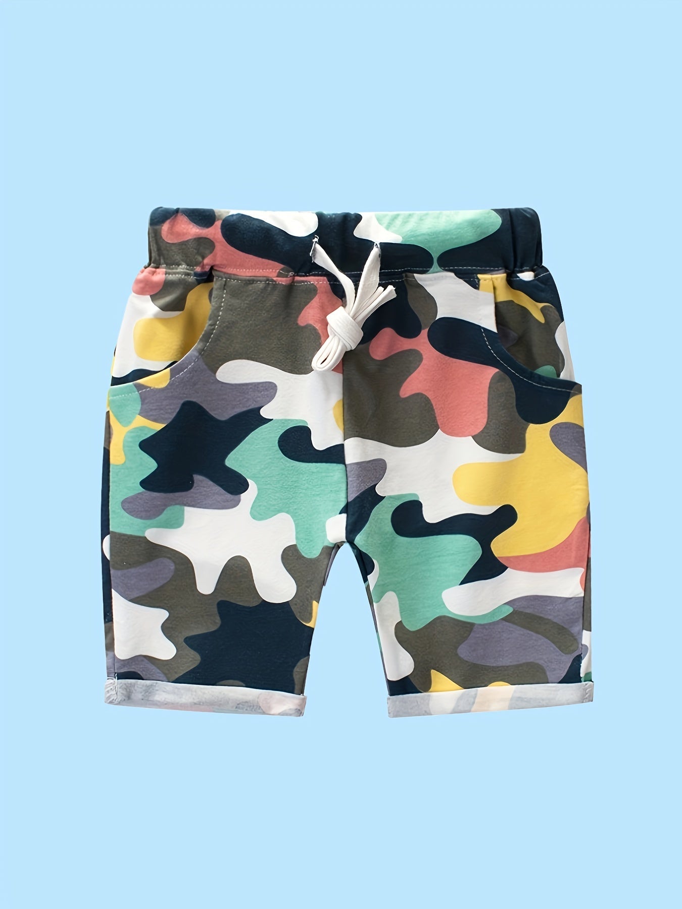 Boys Camo Casual Shorts Drawstring Waist Kids Summer Clothes