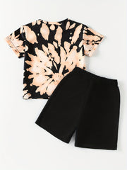 Boys Tie Dye T Shirt & Shorts Set, Summer Casual Outfit for Kids