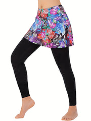 Floral Print Stretch Tennis Leggings