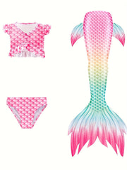 Mermaid Swimsuit 3pcs Ruffle Bikini Set & Mermaid Tail Tie dye Bathing Suit