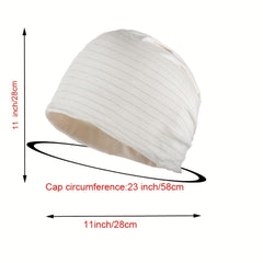 Solid Stripe Soft Beanies Lightweight Elastic Cotton Blend Beanie Skull Cap