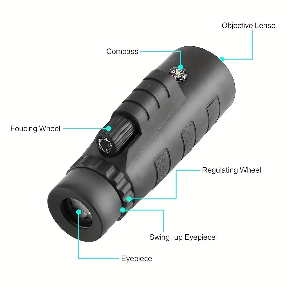 High Powered Waterproof Monocular Telescope Single Hand Focus