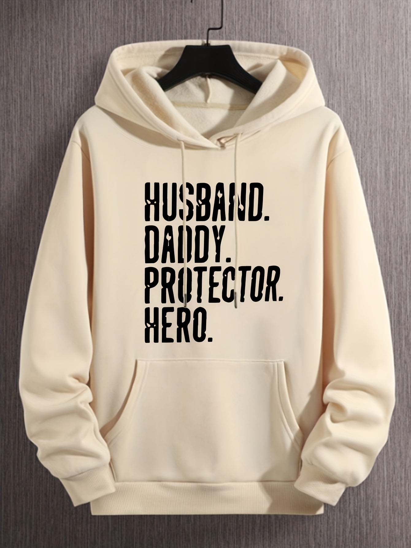 Husband Letter Print Hoodies Men Graphic Sweatshirt Comfy Hooded Pullover