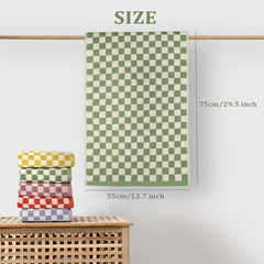 5pcs Plaid Pattern Hand Towel Cotton Soft Face Towel Absorbent Hand Towel
