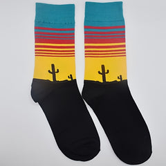 Landscape Print Socks Funny Crew Socks Women's Stockings