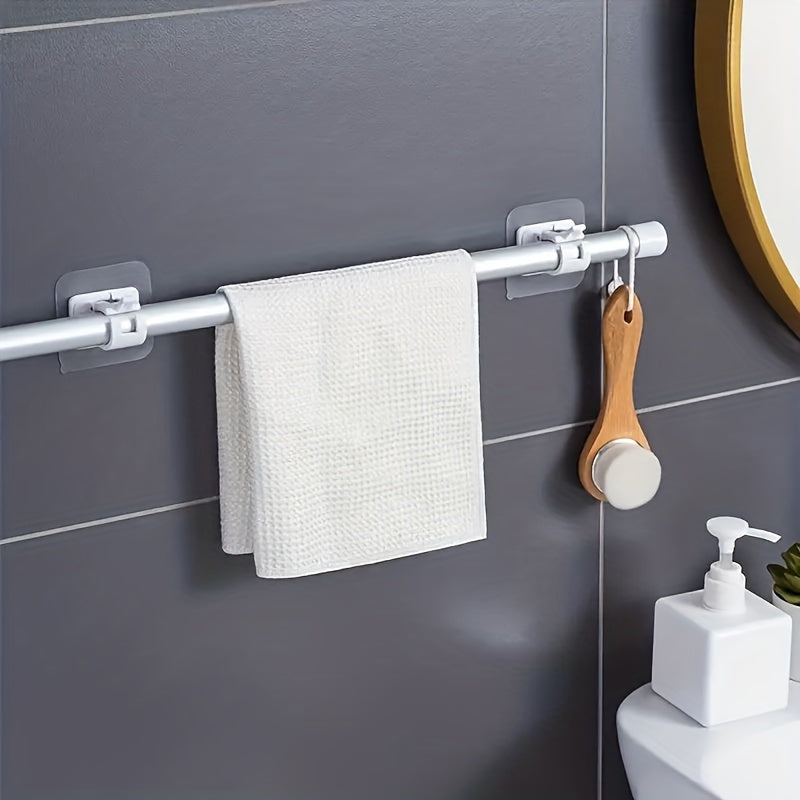 2pcs Adhesive Curtain Rod Bracket Holder Nail Wall Mounted