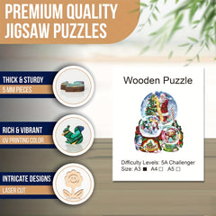 Christmas Theme Wooden Puzzle Animal Shaped Wooden Toys Santa Snowman