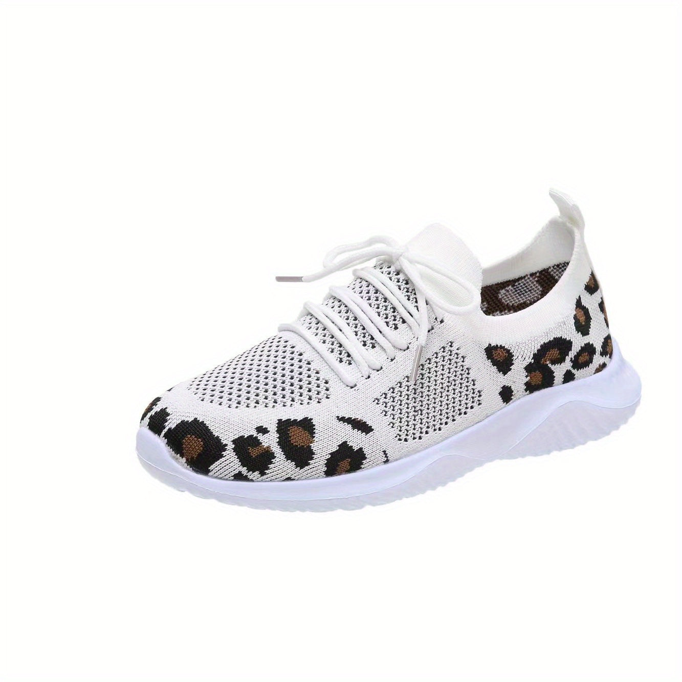 Leopard Pattern Breathable Sneakers Low Wedge Casual Sporty Shoes