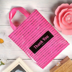 100 Pink Thank You Bags Plastic Merchandise Shopping Bags