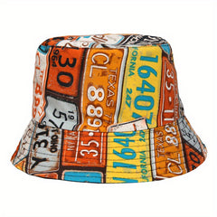 Street Hip Hop Print Bucket Hat Outdoor Sunscreen Wide Brim Cap