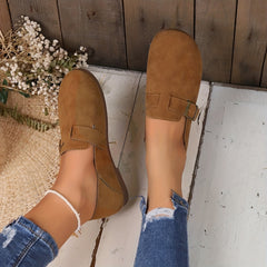 Women's Retro Buckle Strap Casual Walking Flats