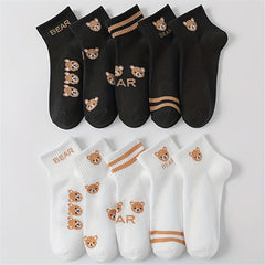 10 Pairs Cartoon Bear Socks Women's Stockings