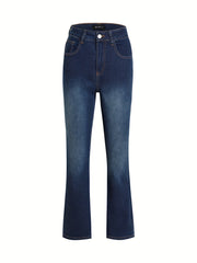 Dark Mid Stretch Flared Jeans Bootcut