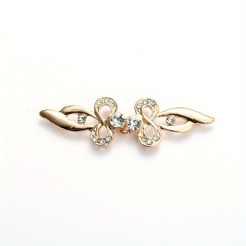 Rhinestone Alloy Pair Buckle Sweater Clip for Stand Collar