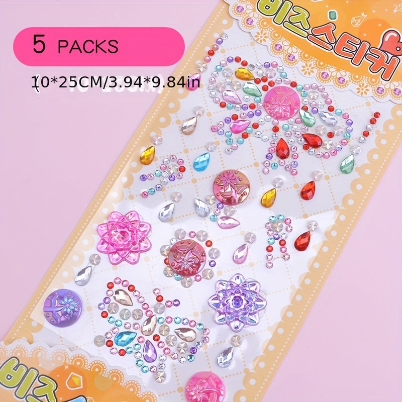 Children's 3D Crystal Stickers Baby Princess Reward Gem Sticky Stickers