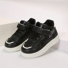 Boy's Solid Skate Shoes Hook And Loop Fastener Breathable Sneakers