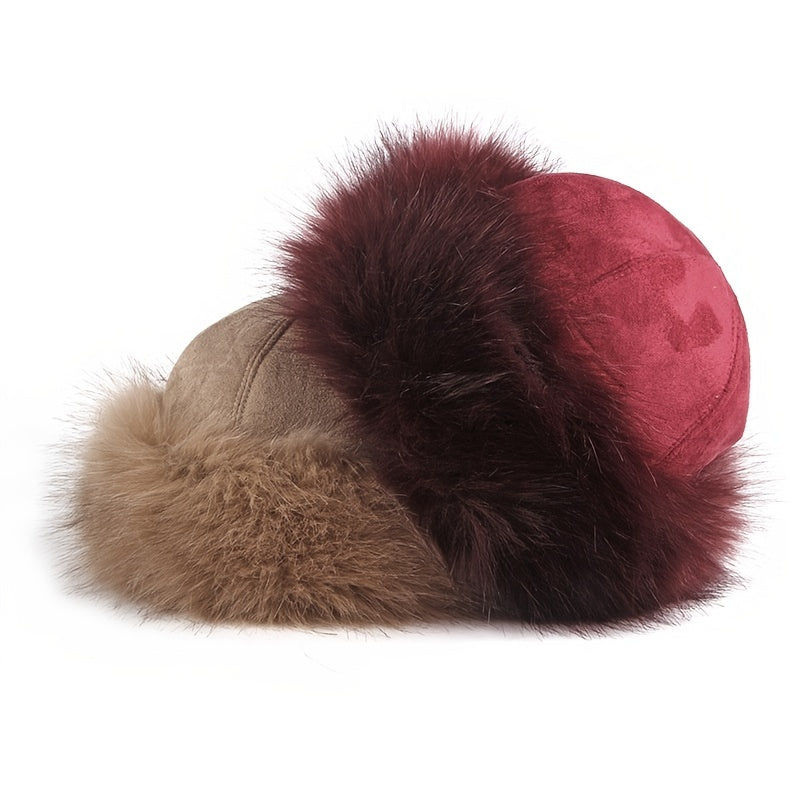 Mongolian Bag Style Suede Velvet Fox Hair Hat Fur Hat