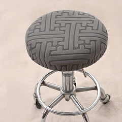 Round Stool Dining Chair Slipcover Jacquard Dust Proof Soft Stool Cover