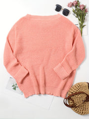 Solid Long Sleeve Round Neck Knitted Jumper