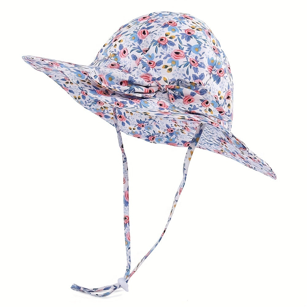 Girls Floral Print Fisherman's Hat Sun Screen Bucket Cap For Summer Outdoor
