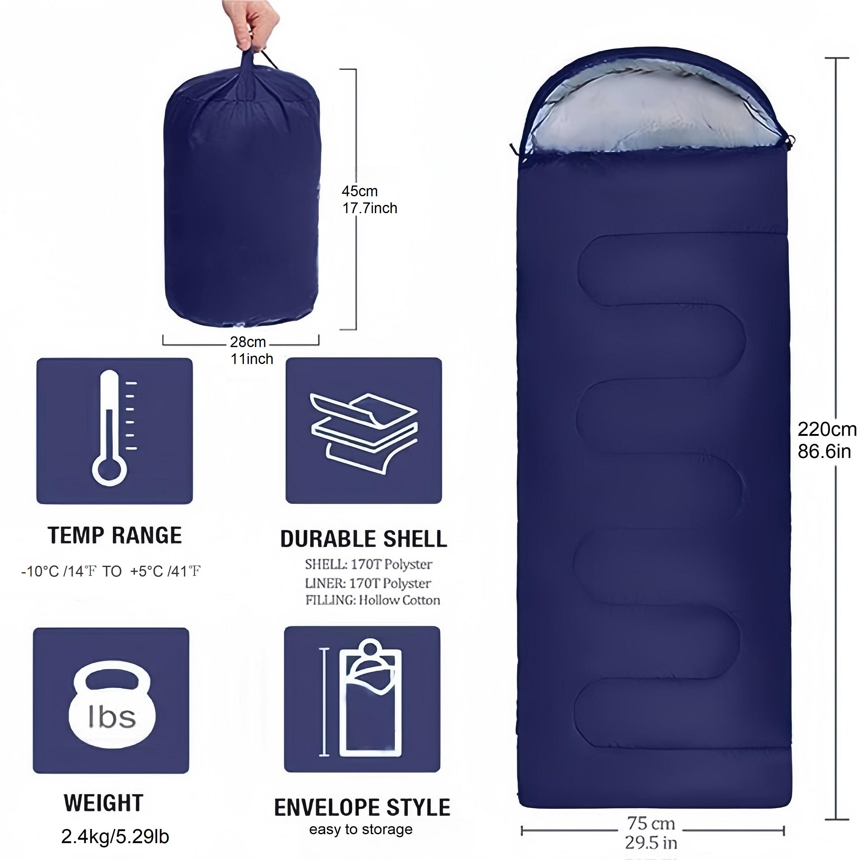 Winter Camping Waterproof Sleeping Bag for Men Women with Compression Bags